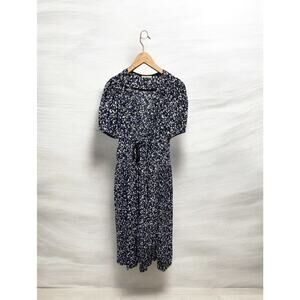 Ulla Johnson Kemala Dress Indigo Blue Wrap Tie Front Puff Sleeve Swing Maxi 2